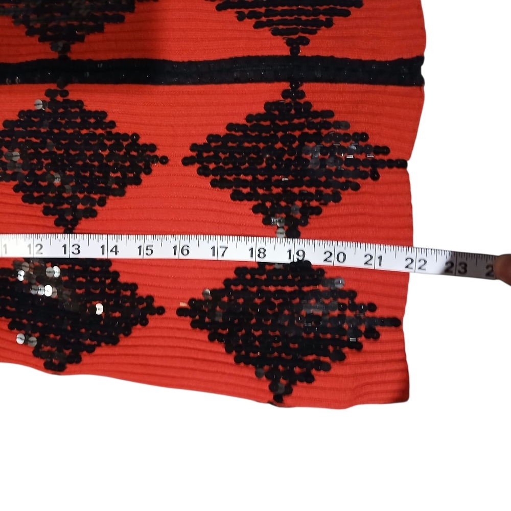 Berek 2 Red Black Fur Collar Sequin Diamond Zip Cardigan Sweater Small Steampunk - Picture 11 of 12